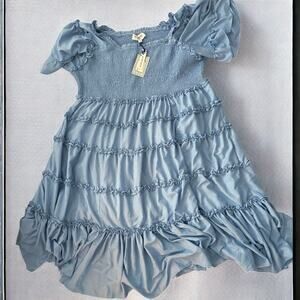 Jessakae Blue Ruffled Smocked Shower Dress NEW 5X